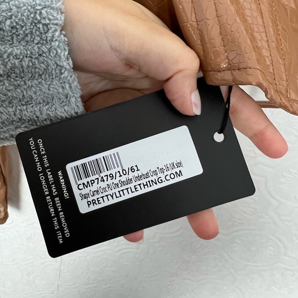 NWT PrettyLittleThing Top shape Club Party Crocodile one shoulder underbust - Picture 10 of 10